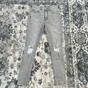 Express Gray Skinny Distressed Jeans